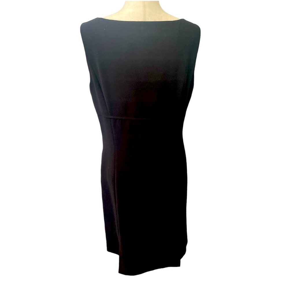 Tahari Black Classic Crepe Sleeveless Dress Back Slits 10 - Picture 4 of 9